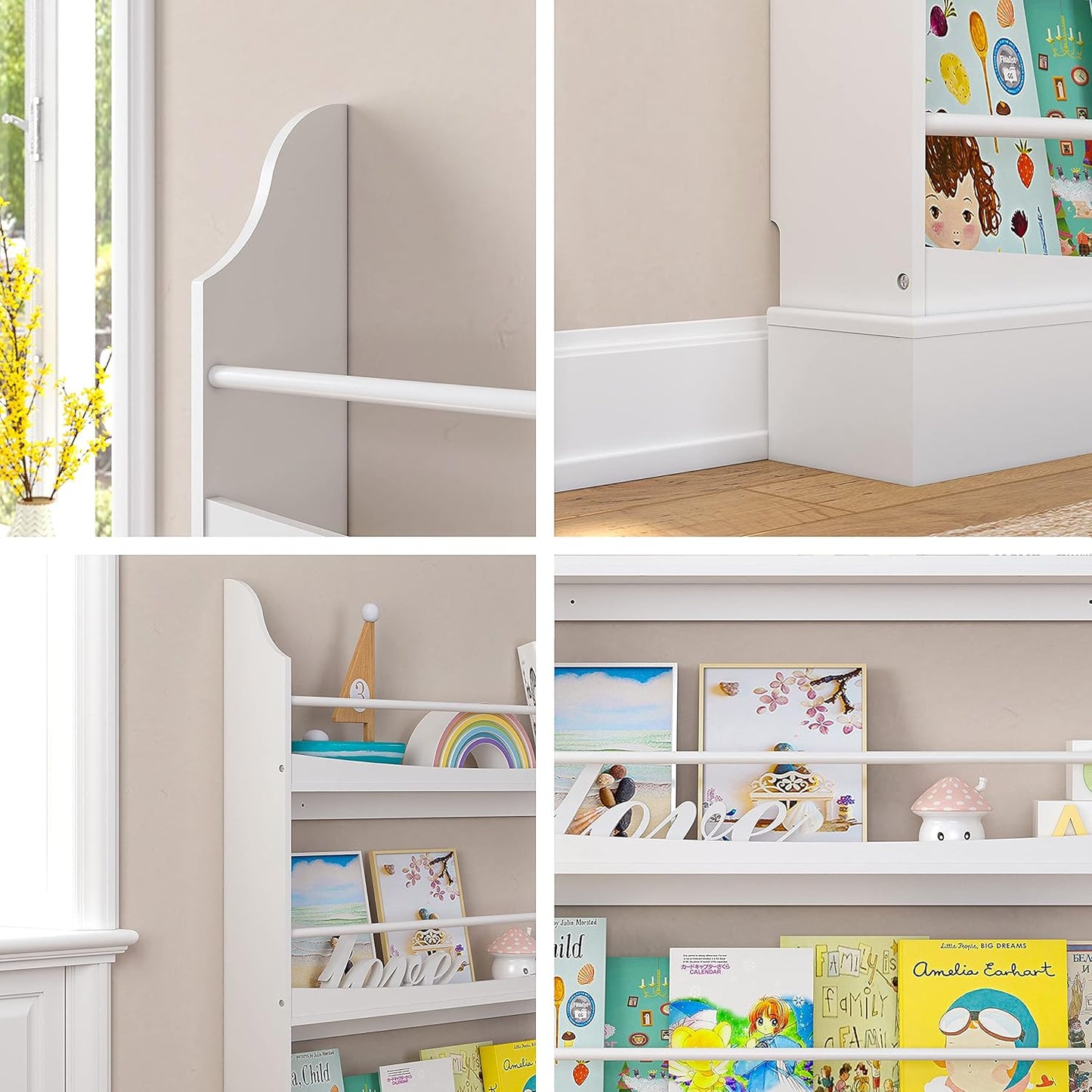 UTEX Kids Bookshelf, 3 Tiers Book Shelf and Storage for Kids Rooms, Kids Bookcase Rack Wall for Bedroom,Study Living Room,White