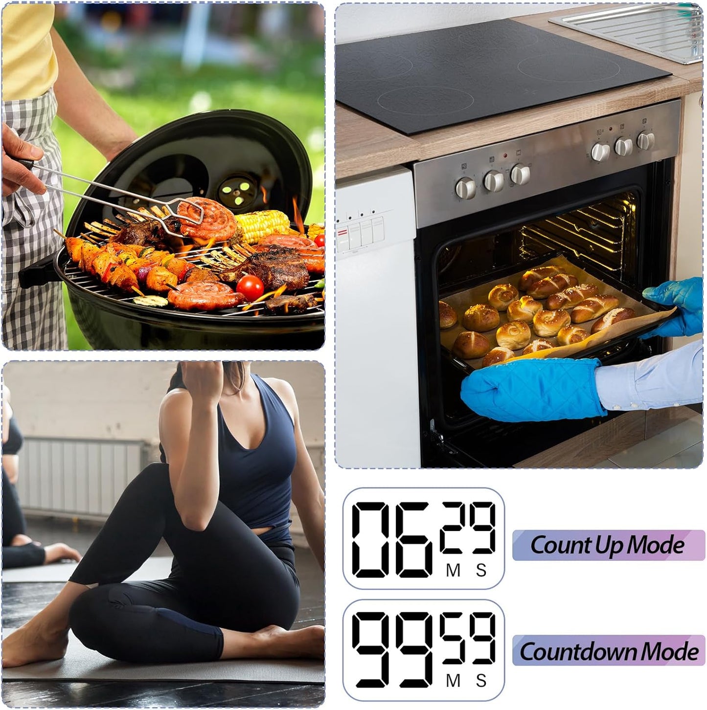 Weewooday 24 Pcs Digital Kitchen Timer Magnetic Timer Bulk On/Off Switch Minute Second Count up Countdown Loud Alarm for Exercise Cook Baking (Classic Color)