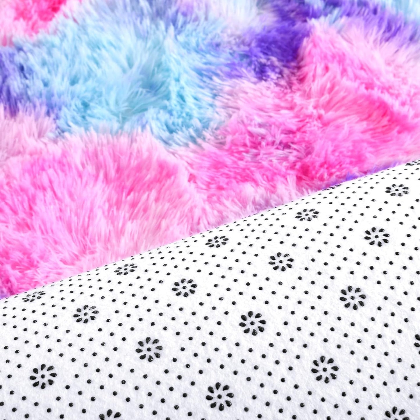 junovo Ultra Soft Washable Shaggy Rug - Non-Slip Oval Carpet for Nursery, Kids Bedroom & Home Decor (2.6x5.3ft Tie-Dye Hot Pink) | Plush Fluffy Floor Mat for Cozy Living Spaces