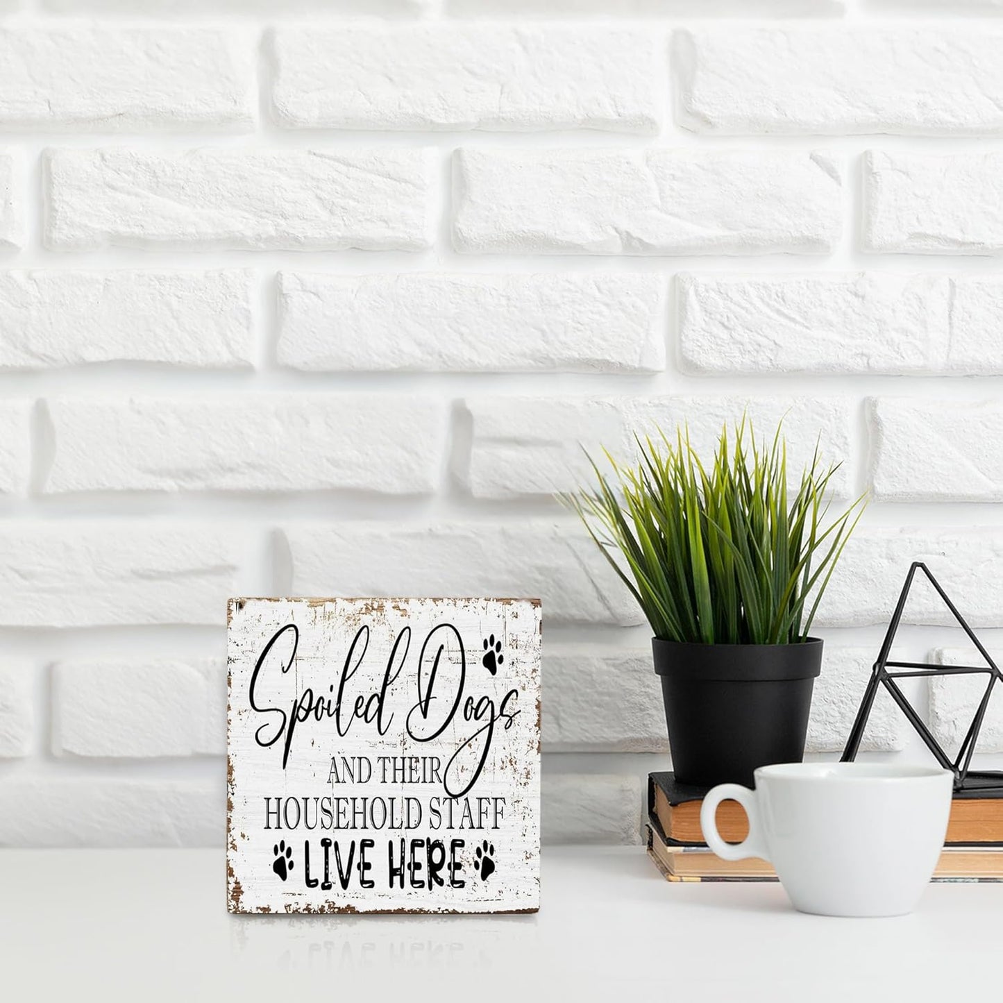 Spoiled Dogs Live Here Wooden Box Sign - Rustic Dog Lover Plaque for Home Table Decor