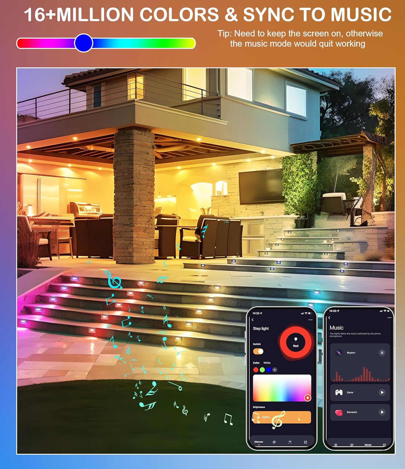 CLOUDY BAY 120V Indoor Outdoor Smart LED Step Lights, RGBCW Color Changing Stair Lights,3W 2700K-6500K,Hub Included,Compatible with Alexa and Google Home Assistant, 6 Pack