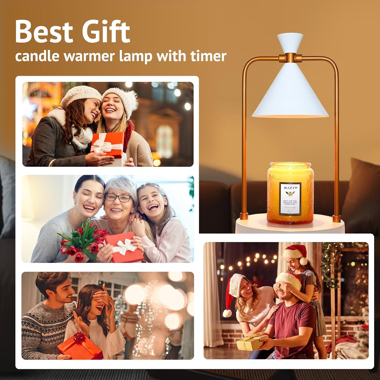 Candle Warmer Lamp with Timer Dimmer,Electric Candle Warmer, Candle Lamp with Large Base for Scented Jar Candles,Birthday Gifts for Mom Women,House Warming Gifts for New Home Bedroom Decor,White