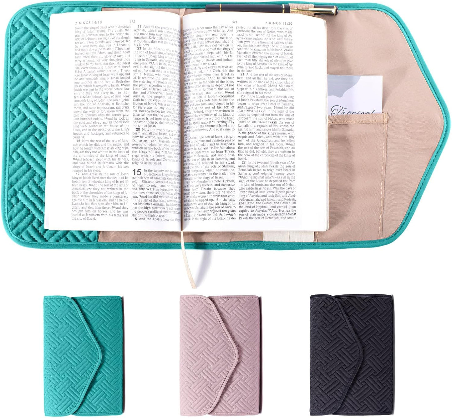 Reusable Book Cover with Magnet Closure - Adjustable Book Sleeve for Book Lovers Gift - Book Protector for Paperback -Book Covers for Hardcover - Book Pouch - Book Carrier Teal AM491