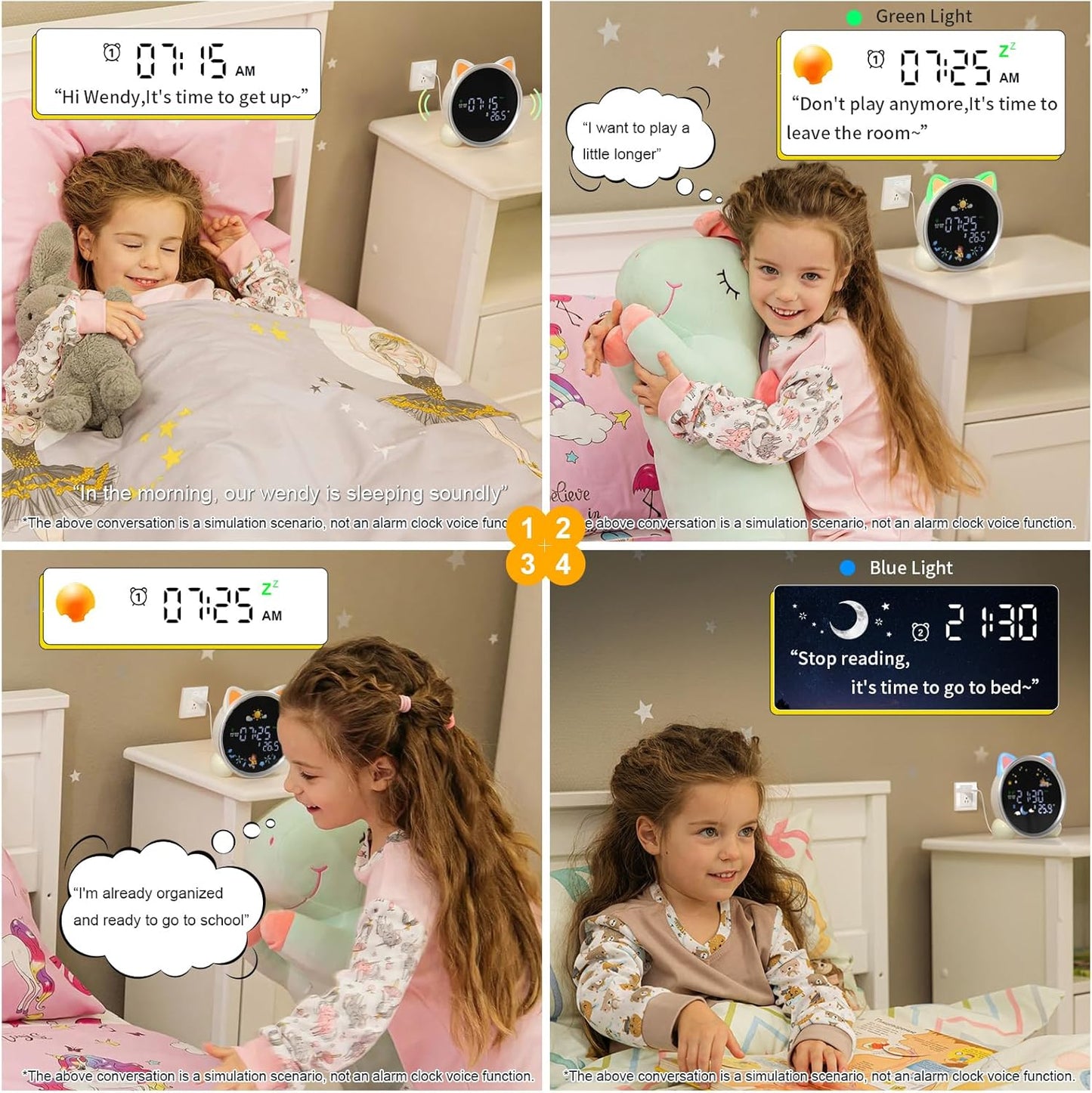 Kids Alarm Clock with Night Light,OK to Wake Clock for Kids,Stay in Bed Clock and Sleep Training,Nap Timer Temperature Detect Cute Kids Room Decor,Gift Ideas for Kids Toddler Boy Girl(Cat)