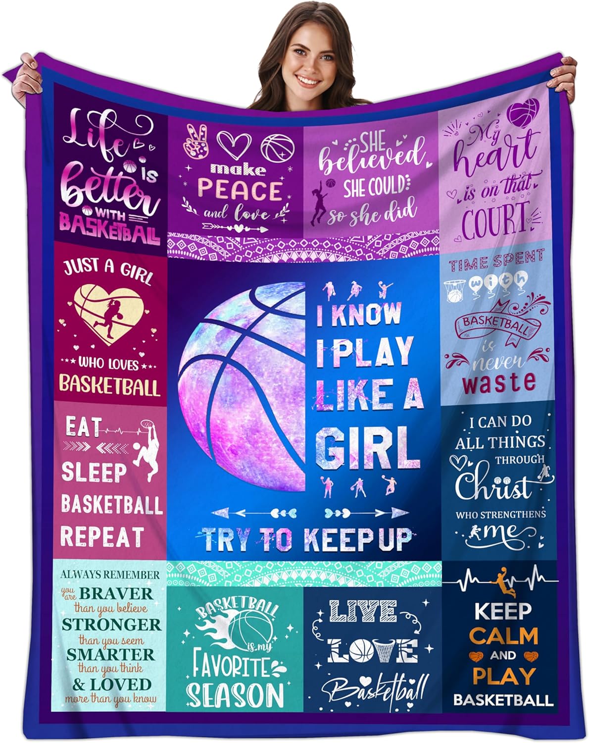 Basketball Gifts Blanket for Girls Women Ultra Soft Flannel Basketball Throw Blanket Merch Sport Gifts for Team Lovers Stuff 80"x60"