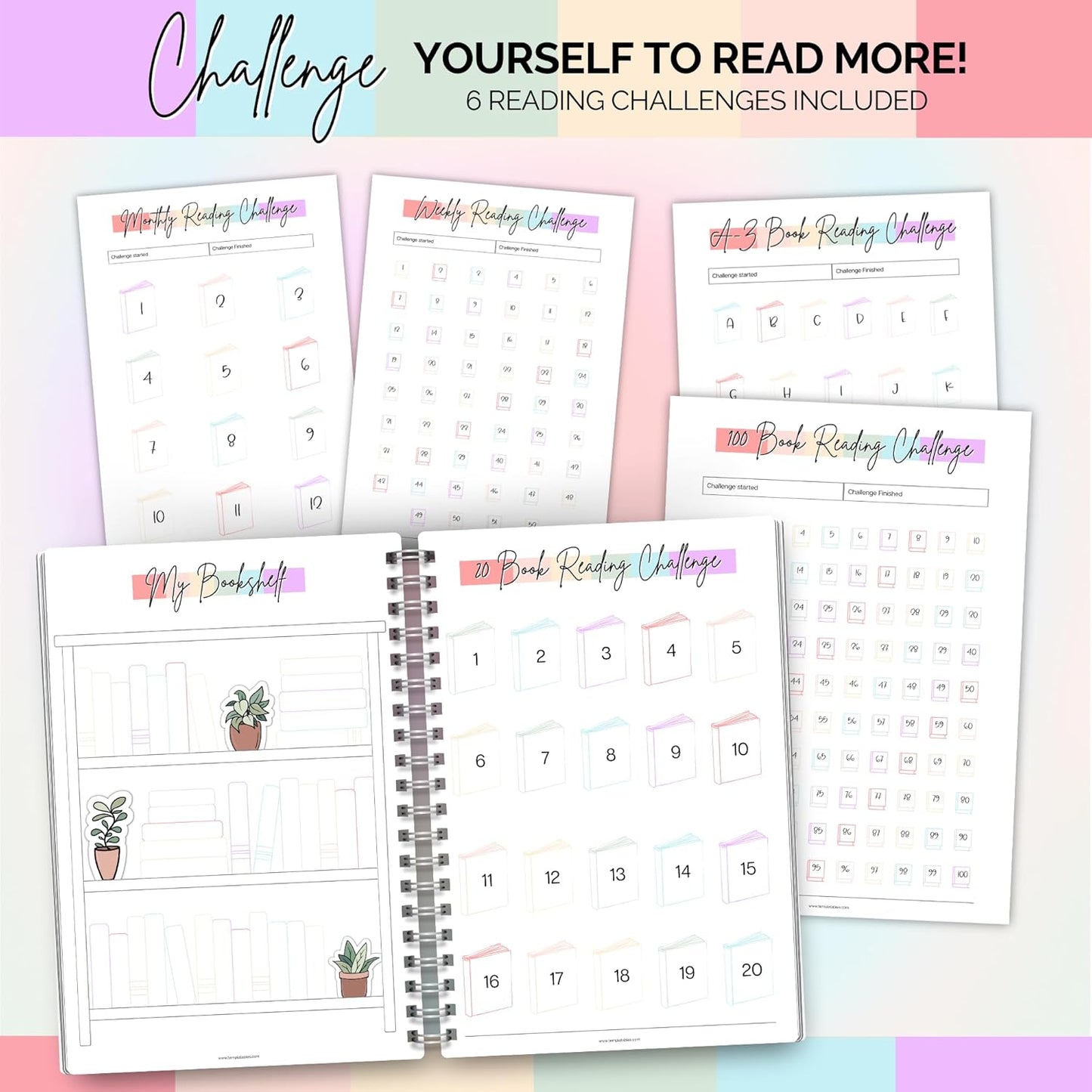 Reading Journal for Book Lovers | Log Book to Summarize, Review and Rate the Books you've Read | A5 (Rainbow)