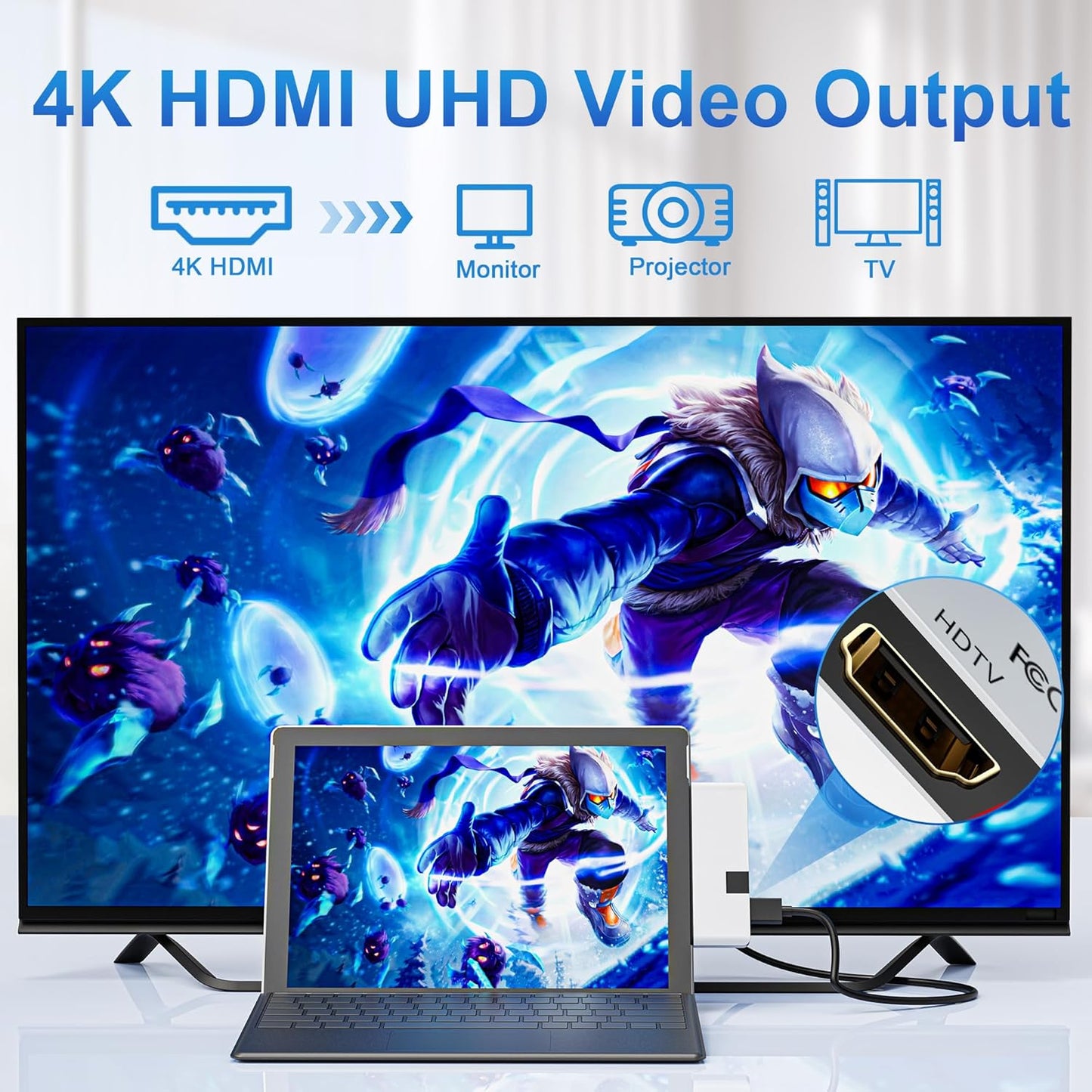 Surface Pro 12 2025 Hub USB C, Surface Pro 12 Hdmi Adapter with 4K HDMI, Thunerbolt 4 (8K Video+Data+100W PD), 2*USB 3.0, 3.5mm Audio, 1 * 100M Ethernet、SD/TF, Hub for Surface Pro 12 inch (2025)