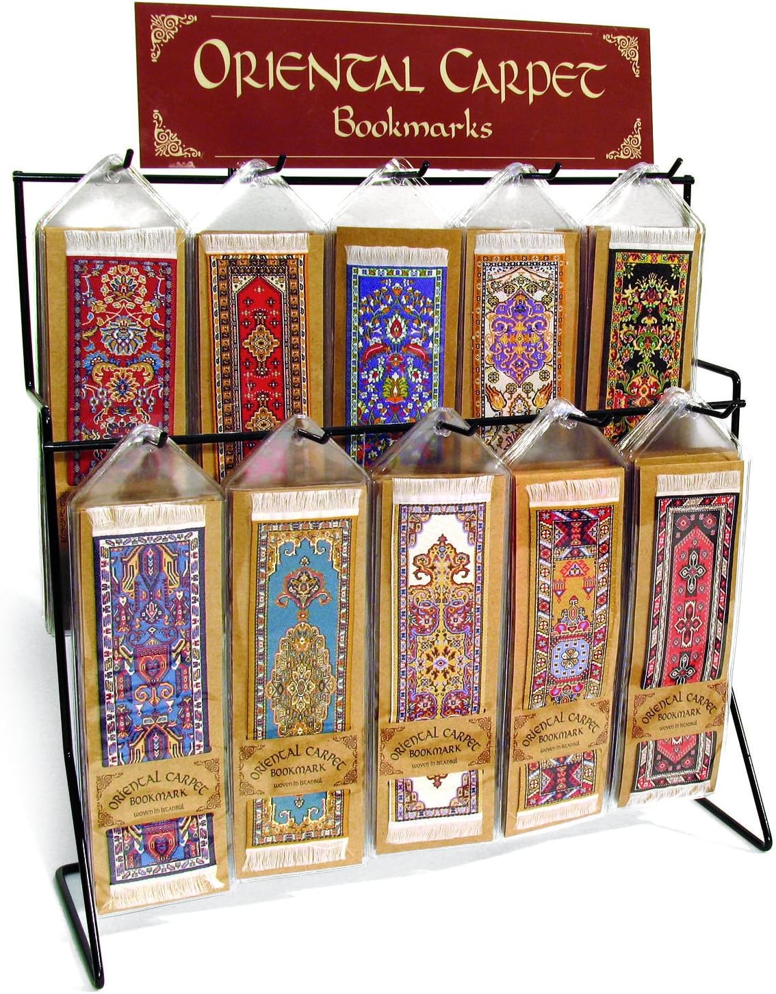 Oriental Carpet Woven Fabric Bookmark - 12 Bookmark Design Collection - Beautiful, Elegant, Cloth Bookmarks! & Stocking Stuffers for Men, Women, Teachers & Librarians!