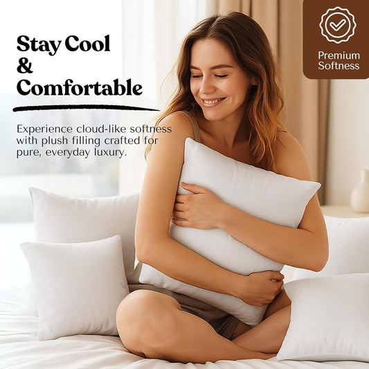 Lumbar Pillow Inserts (Pack of 2, 12"x20", White, Polyester) - Rectangular Throw Cushion for Lower Back Support, Office Chair, Sofa or Bed - Perfect for Back Support & Stylish Decor