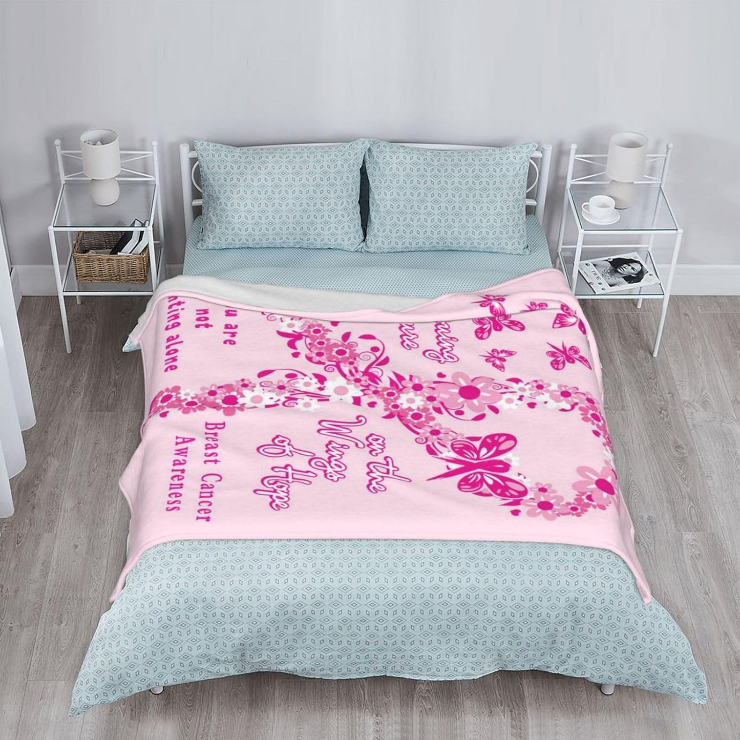 shangtiezao Breast Cancer Awareness Accessories Blanket Throw Blanket Flannel Blanket for Women, Inspirational Gifts for Woman Blanket 60"X50"