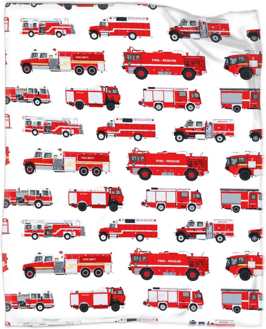 Fire Truck Blanket Gifts for Truck Lover 40 x 50 Inch for Kid,Red Truck Fannel Fleece Throw Blanket Super Soft Throws Blanket for Bed Couch Sofa