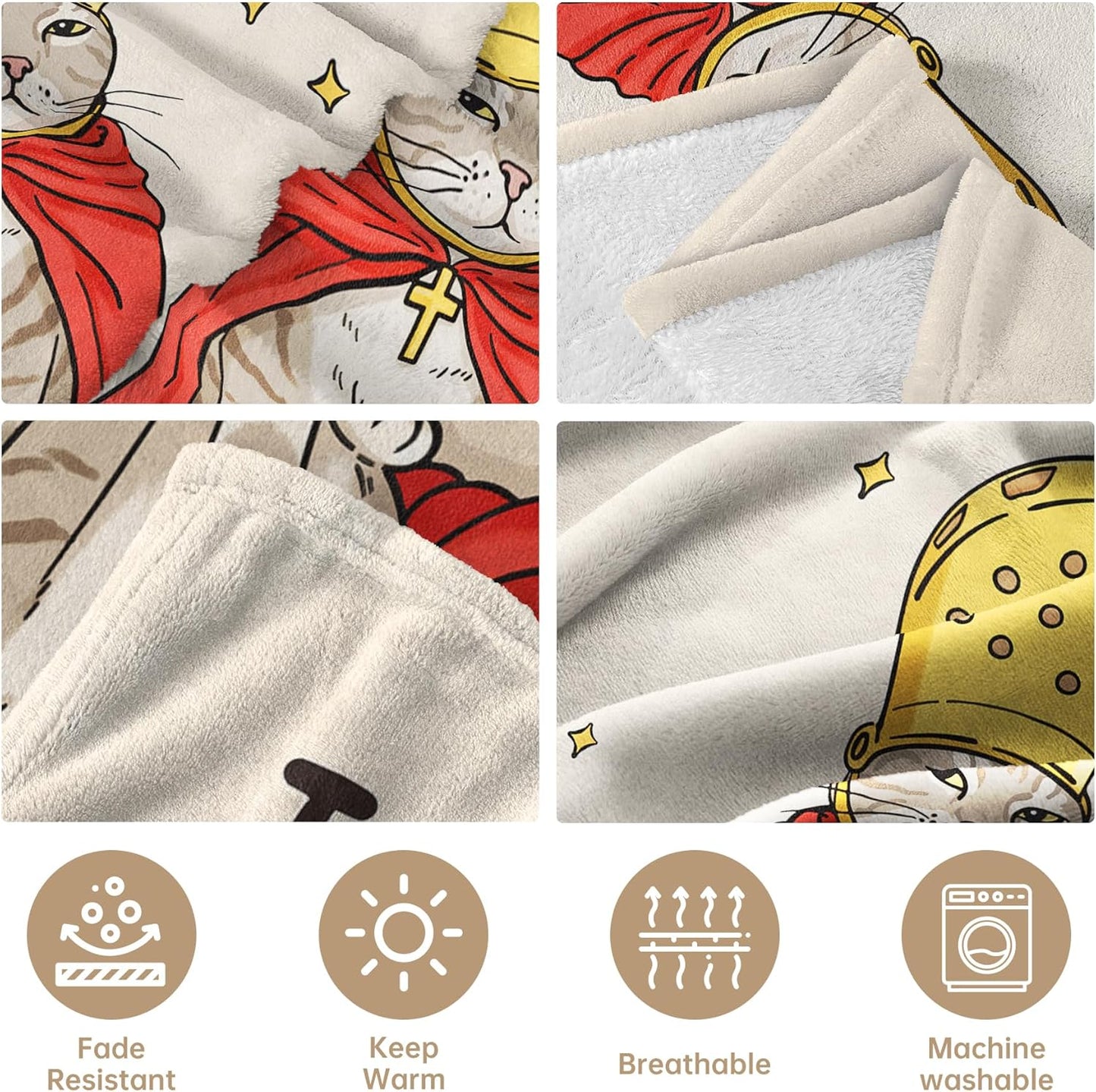 BaubleDazz Wedding Gifts for Cat-Loving Couples, Funny Pope Cat Blanket with Blessings for Newlywed, Bride, Groom, Engagement & Bridal Shower Gifts, Bride to be, Wedding Anniversary Blanket