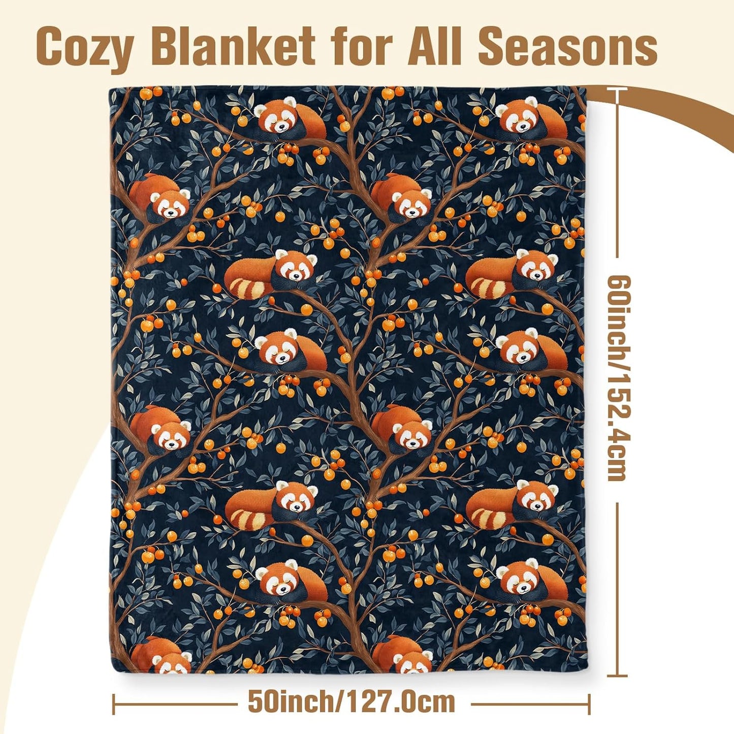 Aimego Red Panda Blanket Gift for Girls Women Cute Nighttime Tree Red Panda Throw Blanket for Friends Animal Blankets Birthday for Kids Girls Adults Bedroom Living Room(50X60 Inch)