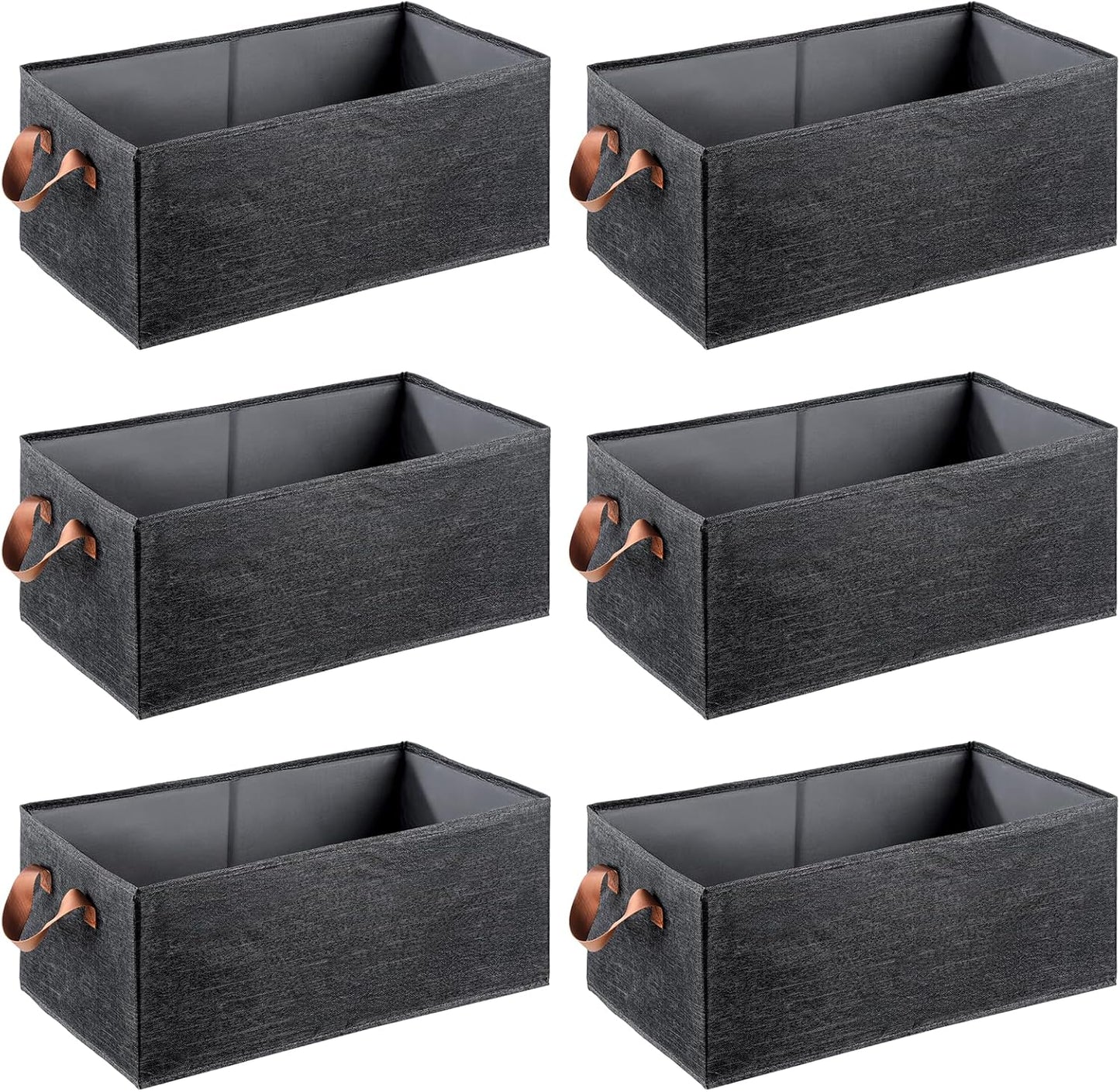 6PCS Fabric Storage Cubes Organizer with Handles, 18.5 x 10.6 x 7.9 Foldable Large Capacity Closet Storage Bins Boxes Sturdy Shelves Basket for Clothing Sheets Toys Books DVD