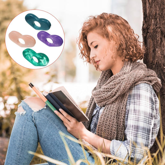 4 Pcs Thumb Page Holder for Reading, Energy Pattern Thumb Bookmark, Starry Sky Thumb Bookmark, Heart-Shaped Book Opener Holder, Book Finger Page Holder, Book Accessories for Reading Lovers