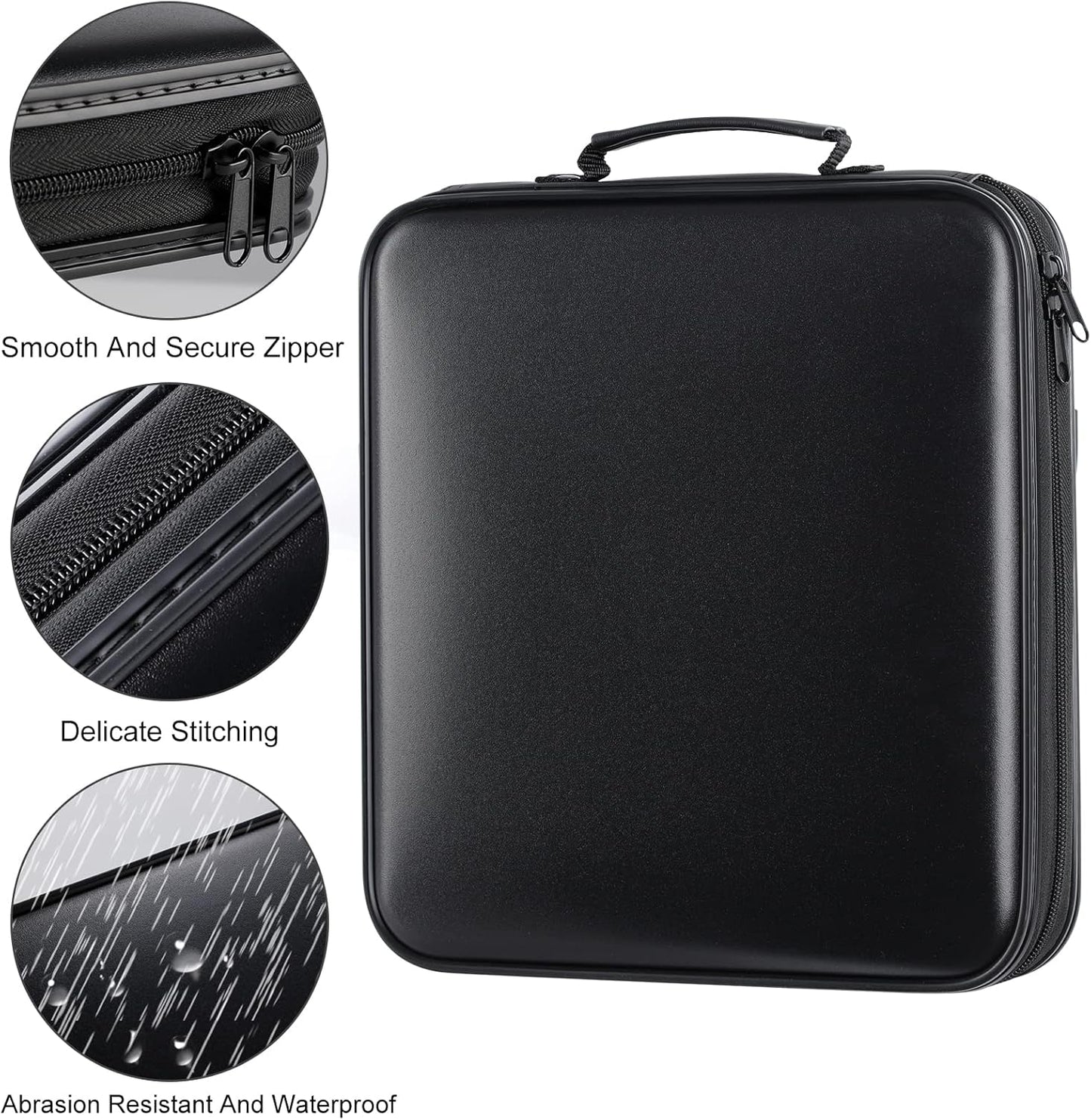 DVD Storage CD Case Holder: 160 Capacity CD Sleeves Black Disc Cases Binder for Car - CD Hard Organizer Box - Large DVD Wallet for Movie/Music/Game & Portable CD Book