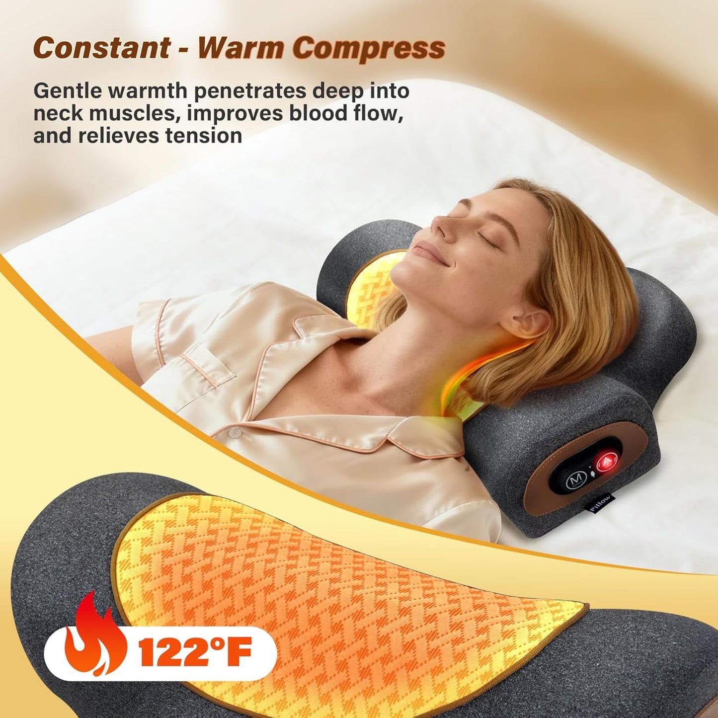 Rechargeable 3-in-1 Neck Massager Pillow with Heat,Vibration & Air Traction - Heated Neck Pillow Massage Hump Soothing Neck Relaxation, Posture Support & Stress Relief