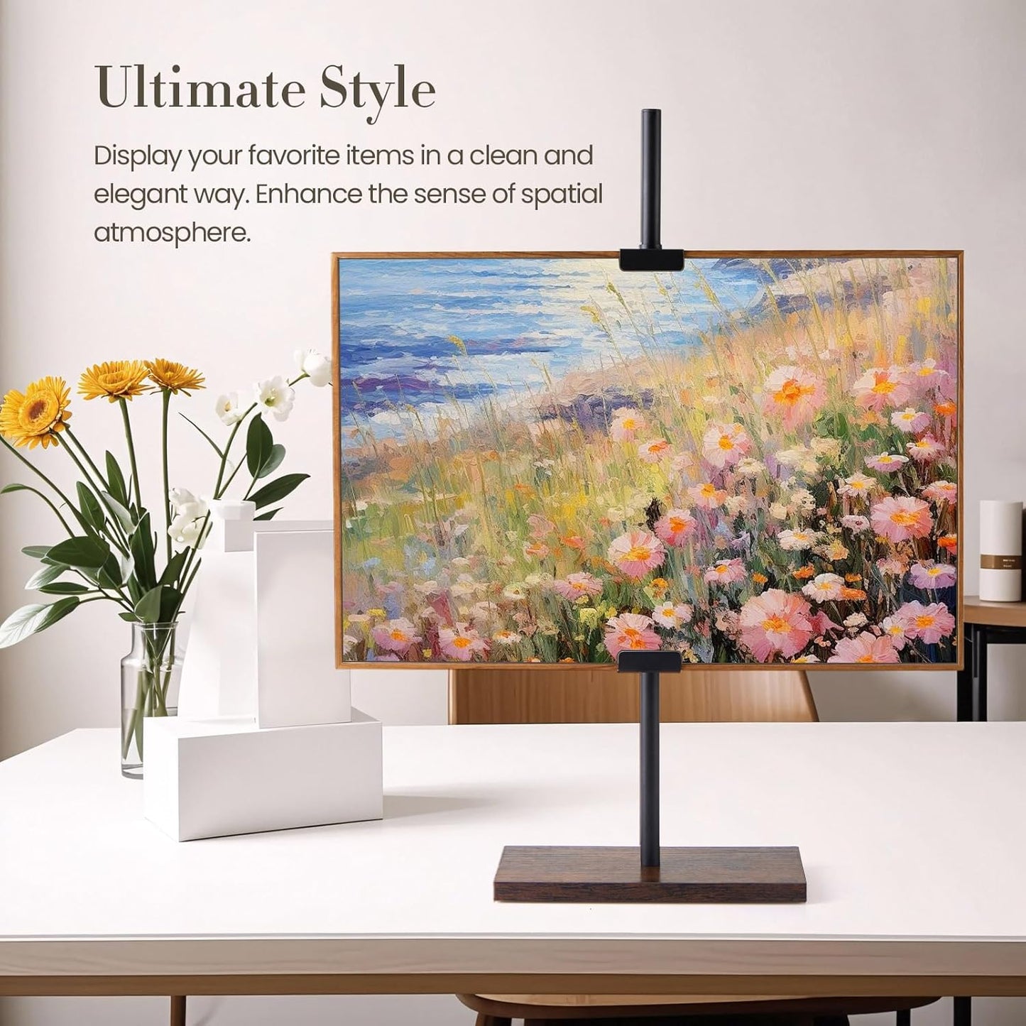 Adjustable Tabletop Picture Frame Easel Stand, up to 29" H, for Galleries, Art Paintings, Photos, Canvas, Home Exhibition, Restaurant Display (jet-black)