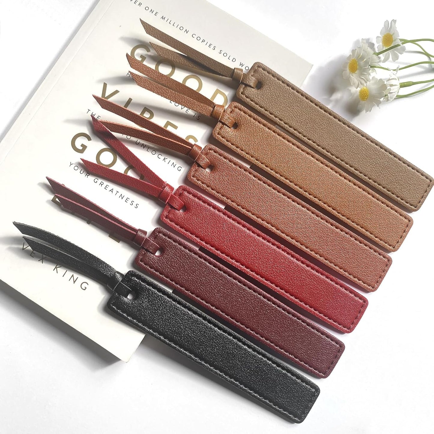 Classic Leather Bookmark, Wayzton Handmade Stitched Bookmarks Page Markers Reading Gifts for Book Lovers Readers Men Women Teachers Church Book Club Supplies