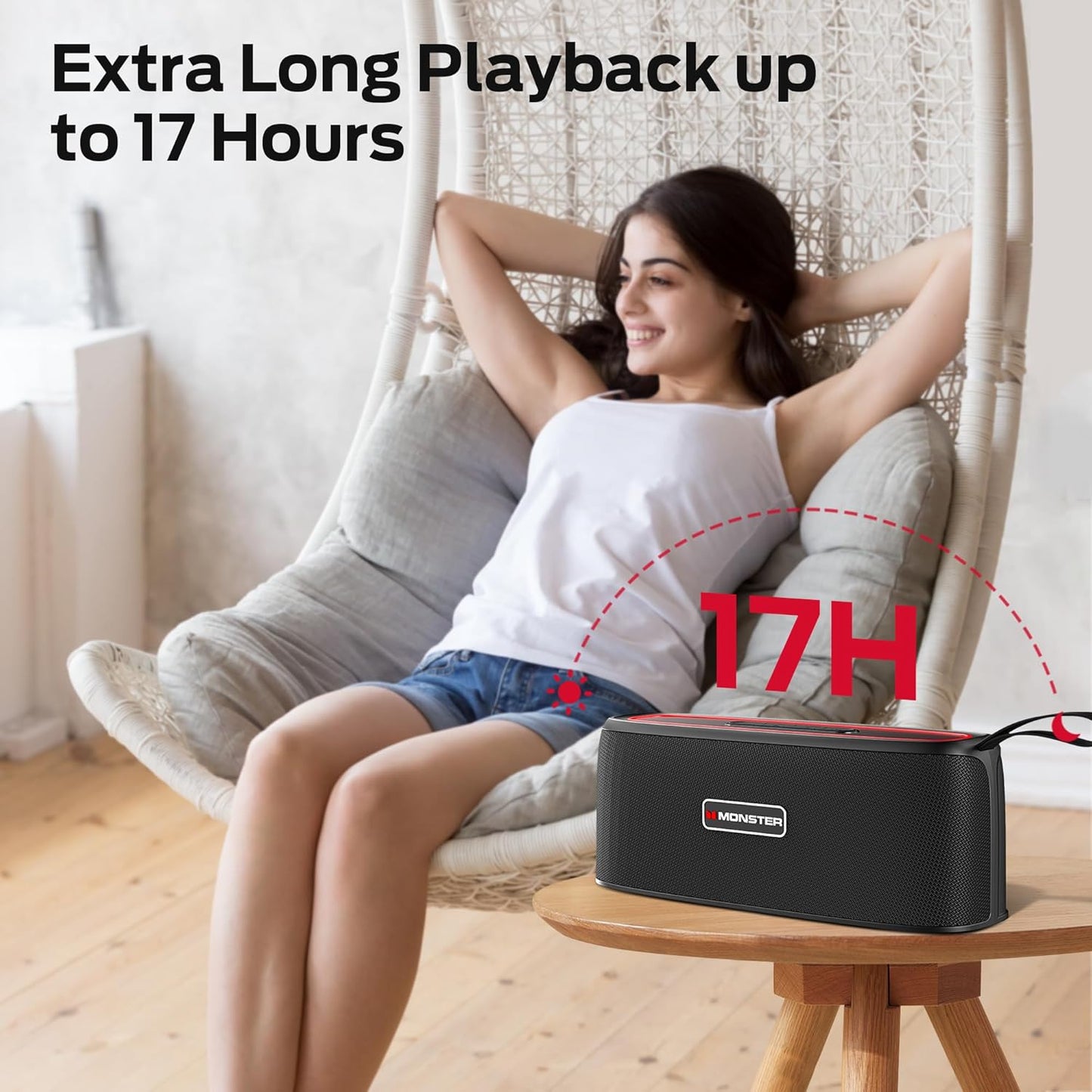 Monster Shock Portable Bluetooth Speaker, True Wireless Speaker, 30W Loud Stereo Sound, IPX6 Waterproof Speaker,17 Hours Playback,Speakers for Home/Outdoors/Travel,Gifts