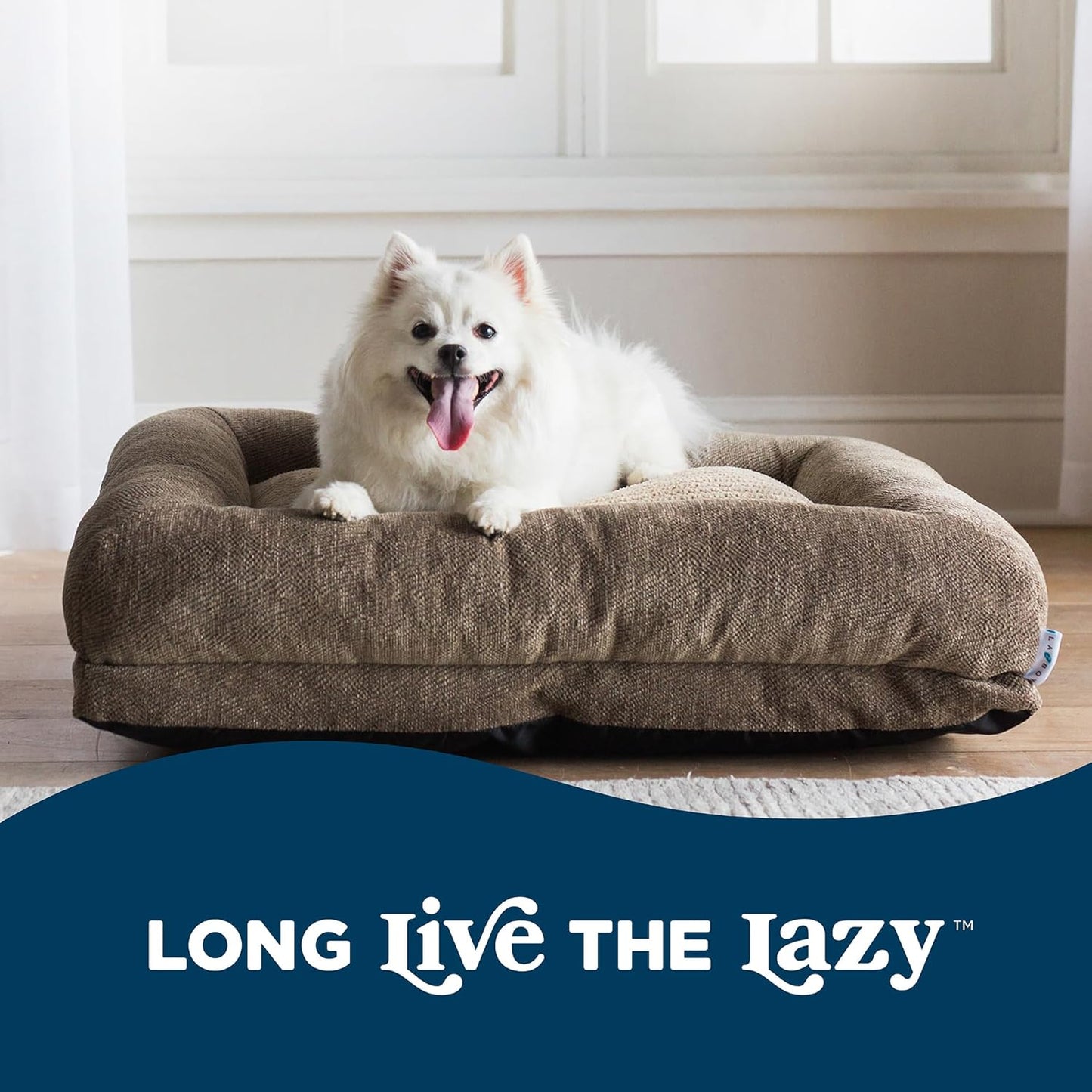 Petmate La-Z-Boy Rosie Lounger Large Dog Bed Taupe 36x28 Inches for Dogs up to 50lbs with Durable Removable Washable Cover