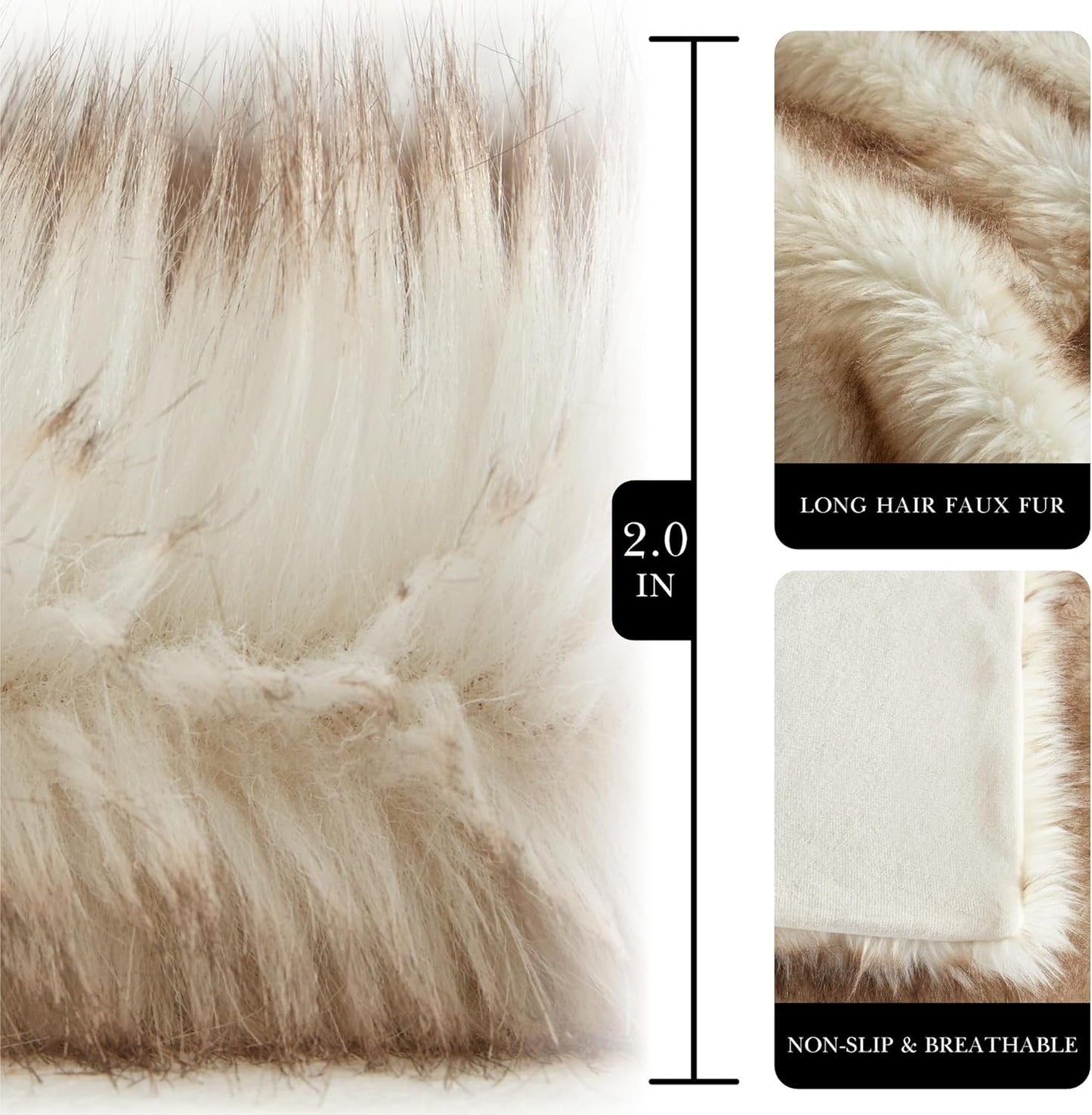 Hyde Lane Faux Fur Throw Blanket - Ultra Long Pile, Luxury Fluffy Fox Golden with Brown Tipped Throws for Couch Sofa Decoration, Fuzzy Plush Blankets for Women, 50x60