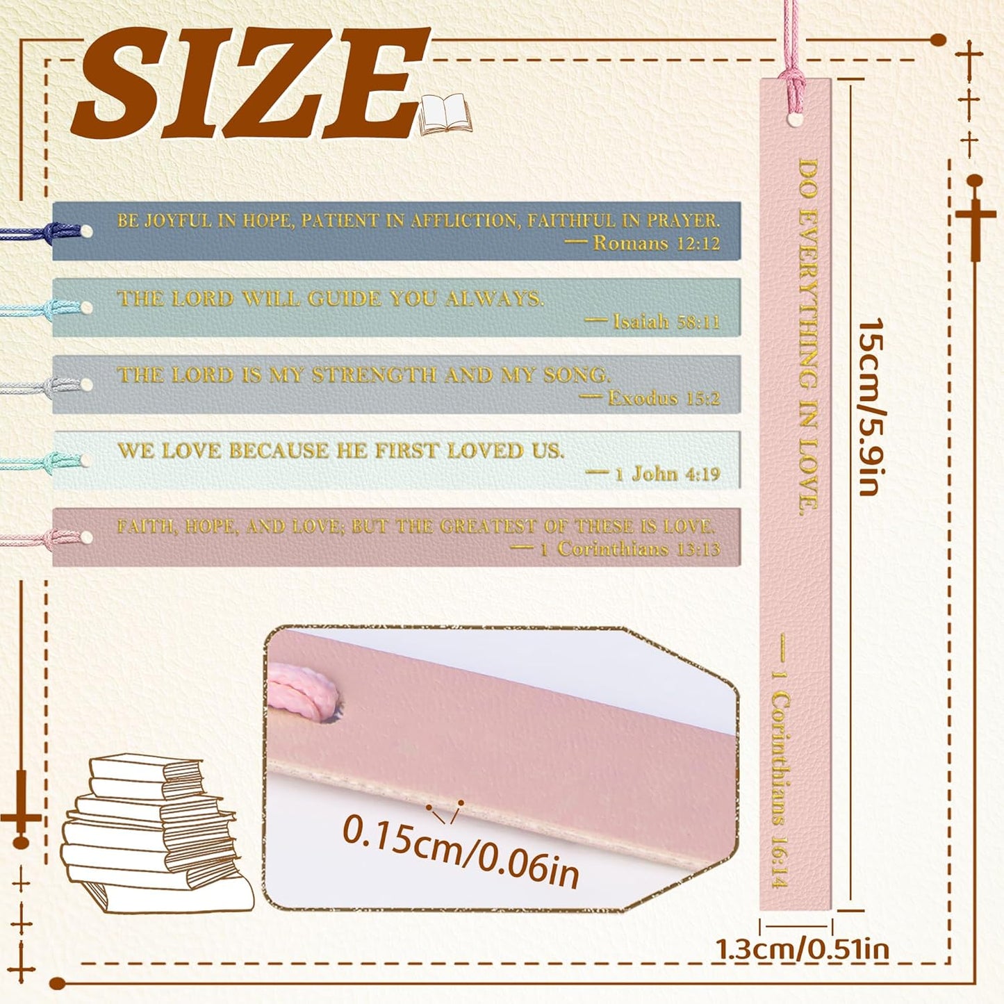 20PCS Leather Bookmark Bible Bookmarks for Reading Women Men Kids Book Lovers Christian Gifts,Cute Page Markers Book Marks Religious Christian Bookmarks Inspirational Bible Verse Scripture(Colorful-1)