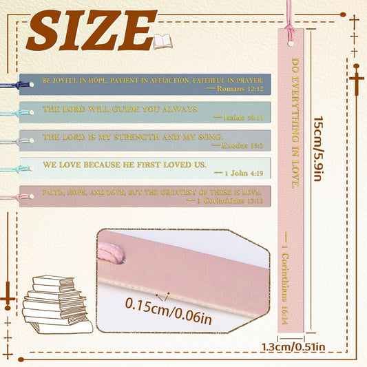 20PCS Leather Bookmark Bible Bookmarks for Reading Women Men Kids Book Lovers Christian Gifts,Cute Page Markers Book Marks Religious Christian Bookmarks Inspirational Bible Verse Scripture(Colorful-1)