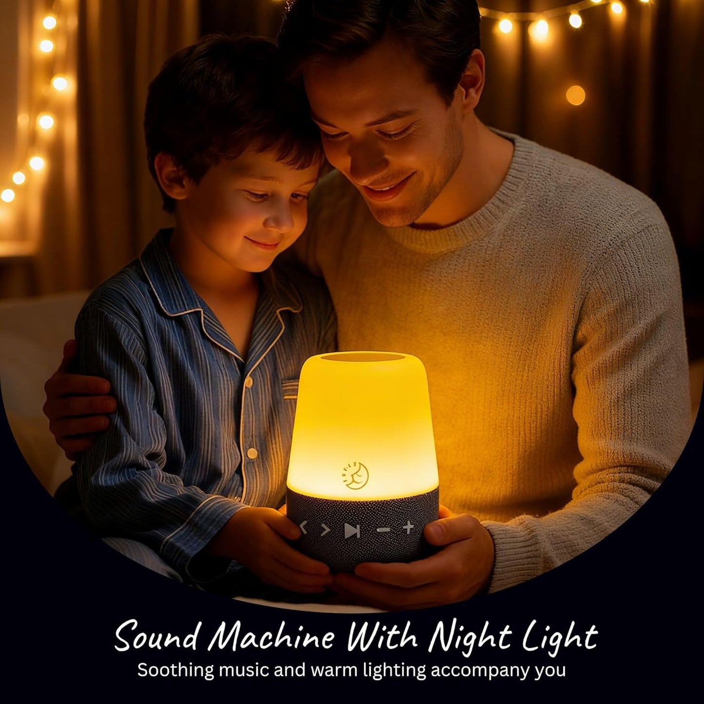White Noise Machine with 30 Sounds + 18 Colors – Digital Sleep Aid with Amber Night Light for Blue Light Blocking, Touch Control, Rechargeable Battery & Timer for Adults & Babies