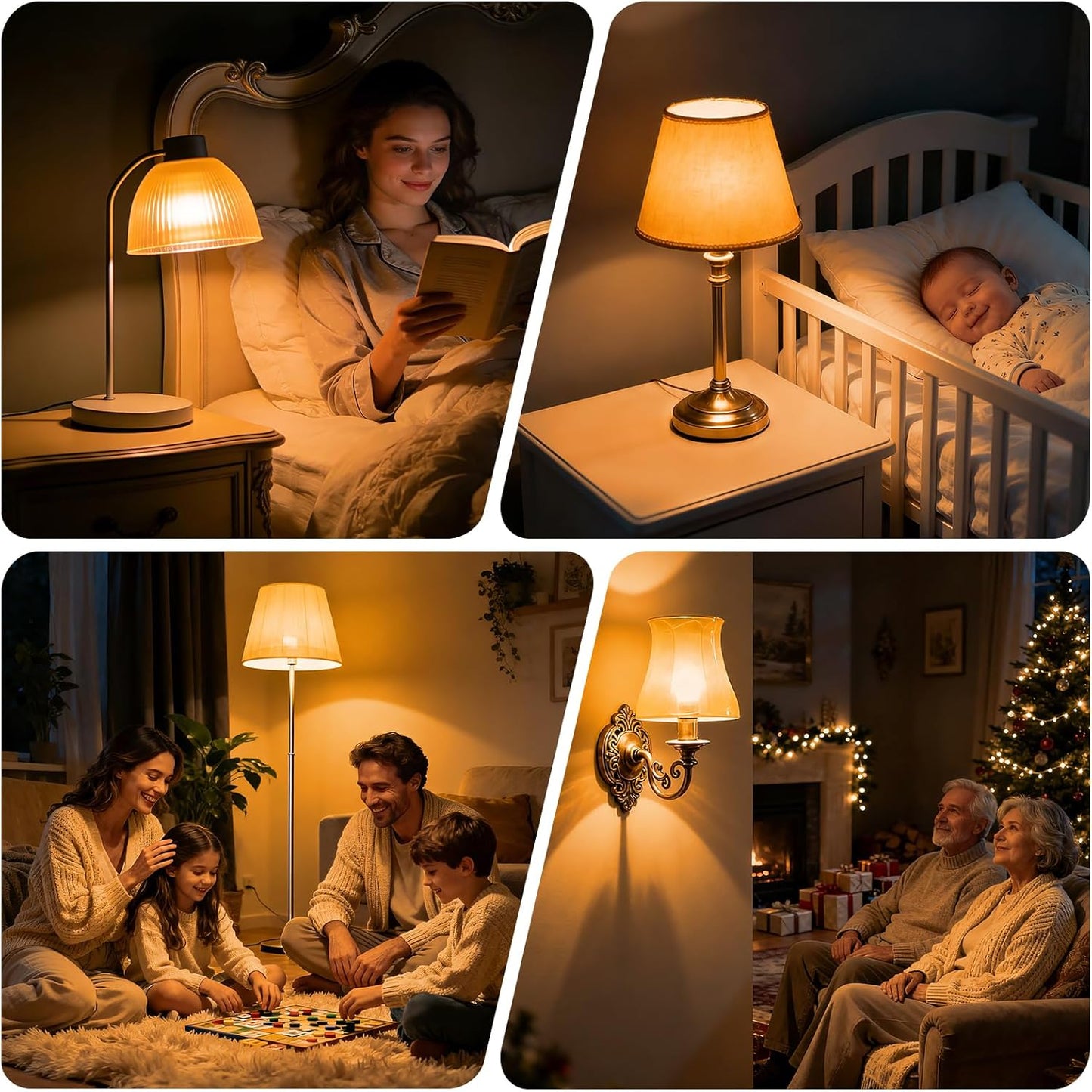 KINUR G40 Small dim Amber LED Edison 2000K 2 watt-15 watt Equivalent, E26 Base Low watt Soft Warm Light Bulbs for Healthy Sleep and Baby Nursery Light 4 Pack
