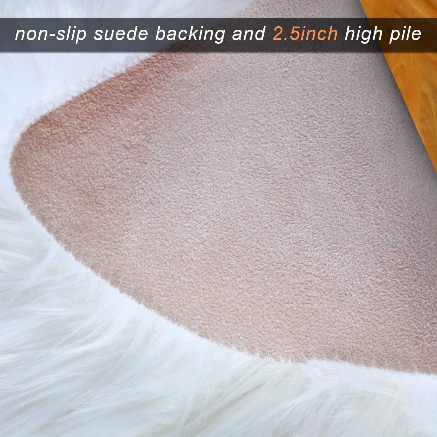 Mudder White Round Rug Faux Fur, 2 ft Circle Floor Area Carpet for Bedroom, Machine Washable Fluffy Shaggy Carpet Seat Cushion, Foot Pad, Background Decoration