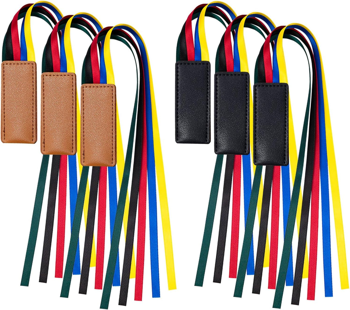 6 Pcs Multicolor Leather Ribbon Bookmark, Artificial Leather Bookmark with Colorful Ribbon for Bible Book Markers, Multi Page Marker Hold Clips into Book