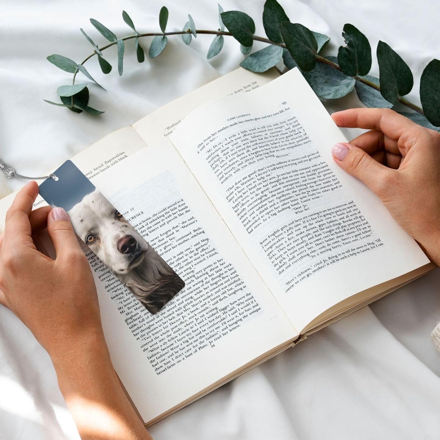 Big White Dog Bookmarks Gifts for Women Men, Wooden Bookmarks for Book Lovers, Vintage Book Marks Ornaments with Tassel, Unique Personalized Reading Page Markers Gray