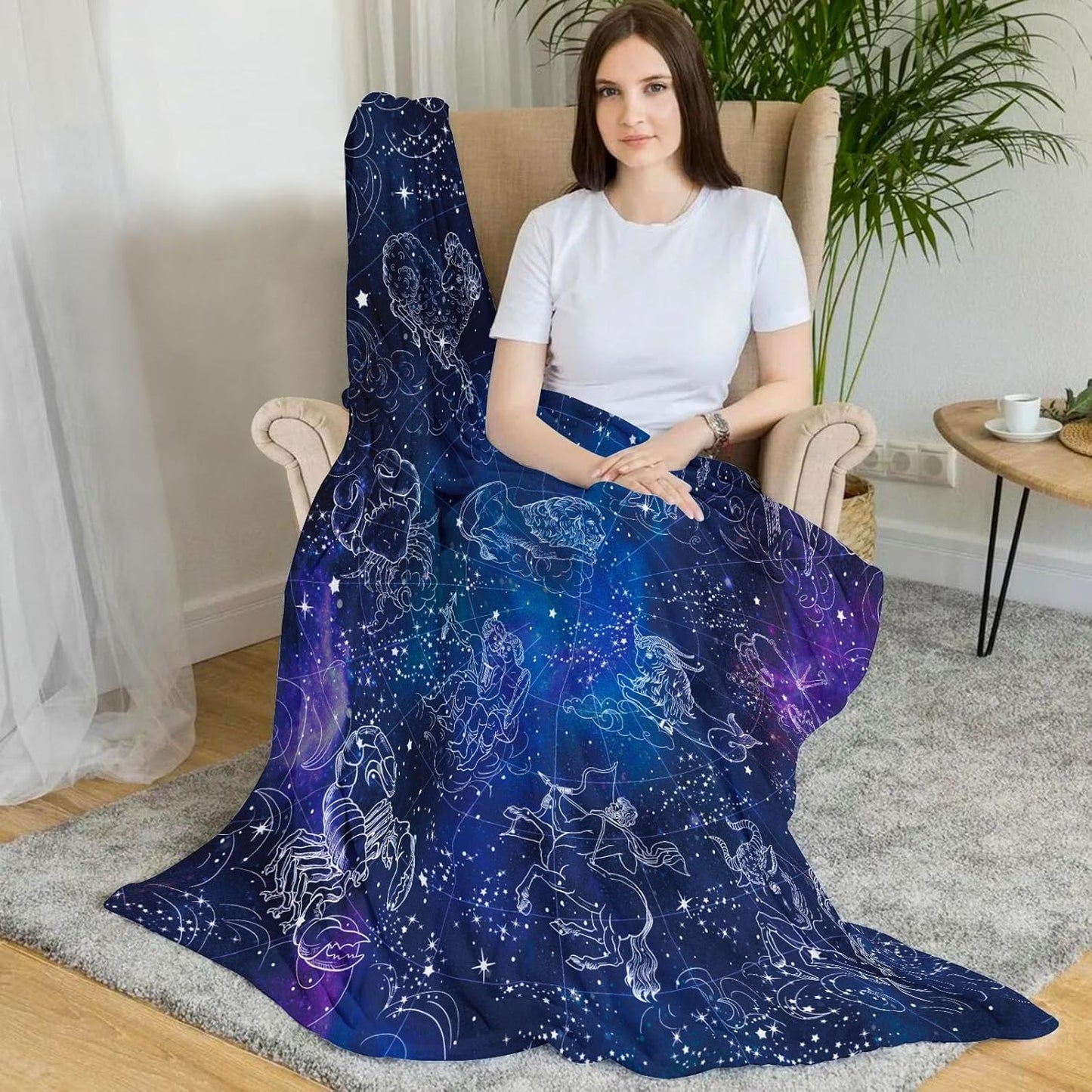 kampdream Galaxy Universe Space Fleece Throw Blanket, Starry Night Sky Mysterious Nebula Stars Mystic Astrology Cozy Nap Blankets Gift for Teens Boys Sofa Bed Couch Chair or Dorm Throws 50×60 inches