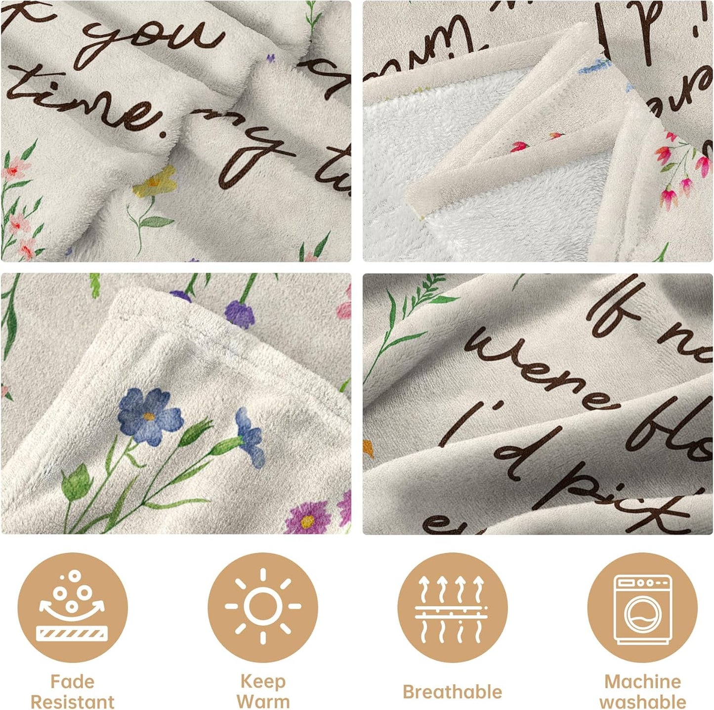 Nana Gifts, Floral Printed Blanket, Nana Birthday Gifts from Grandkids, Best Grandma Gift on Mothers Day, Soft Throw Blanket 50'' x 60''
