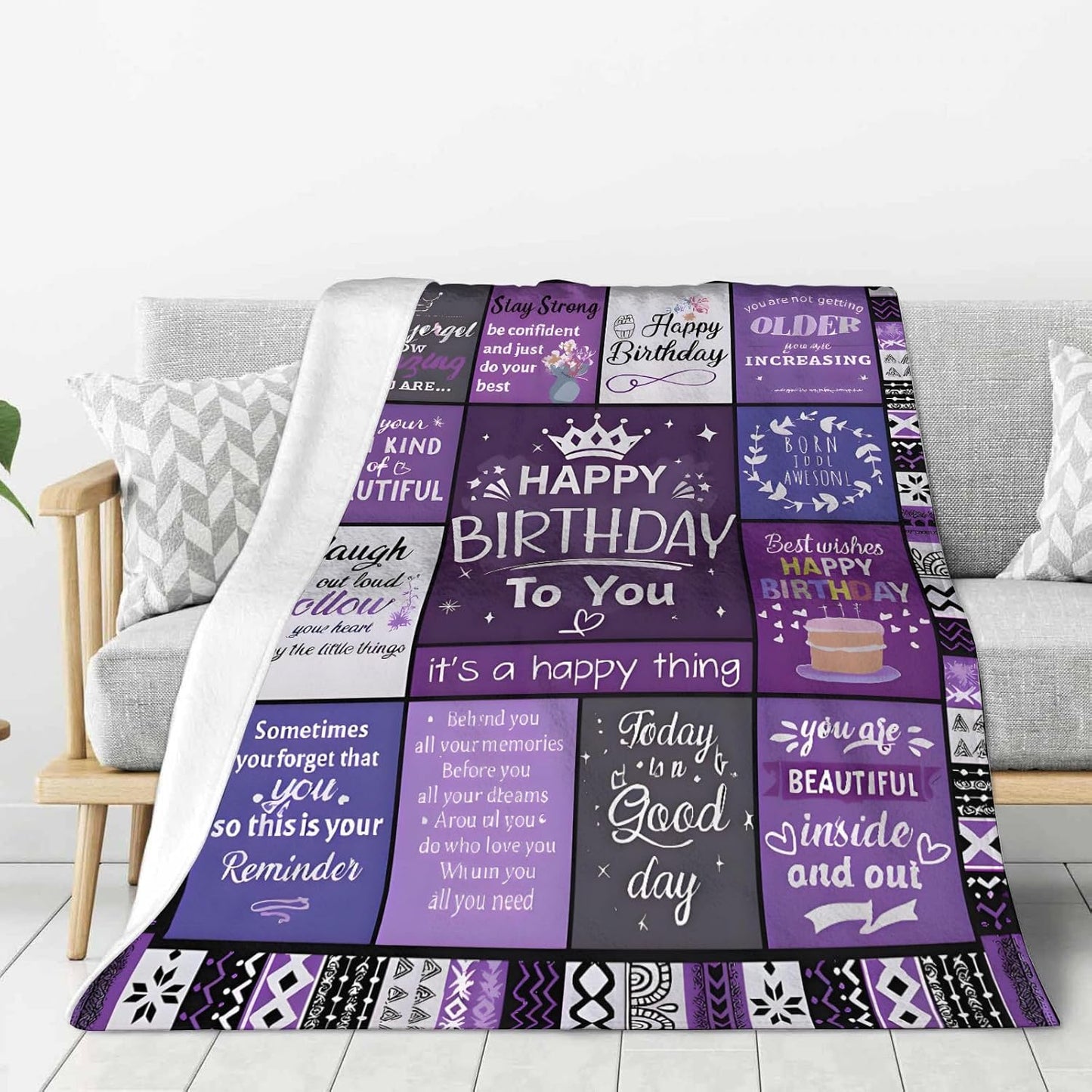 Happy Birthdays to You Blanket Funny Soft Throw Cozy Celebration Gift Blanket Birthday Present for Him or Her Party Décor Surprise Holiday