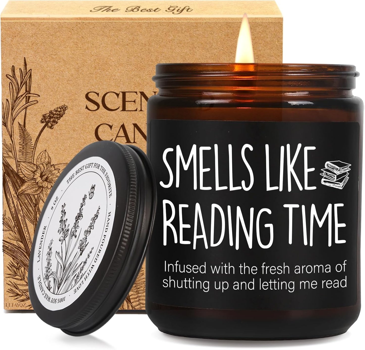 Book Themed Scented Candle Gift for book Lovers, Smells Like Reading Time candle, Unique Birthday Christmas Lavender scent Candles Gifts for Her, Him, Readers, Bookish, Writers, Bookworm, Librarian-83