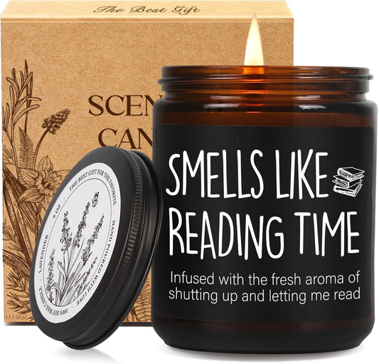 Book Themed Scented Candle Gift for book Lovers, Smells Like Reading Time candle, Unique Birthday Christmas Lavender scent Candles Gifts for Her, Him, Readers, Bookish, Writers, Bookworm, Librarian-83