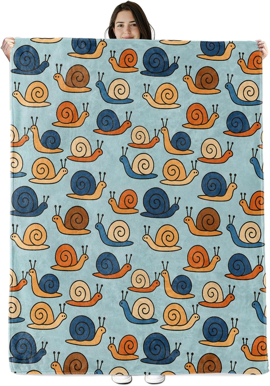 Snail Pattern Blanket Gifts for Boys Girls Kids, Colorful Cartoon Snail Warm Soft Flannel Throw Blankets for Bedroom, Travel, Sofa, Room, Birthday Christmas Spring Decor, 50x60 in