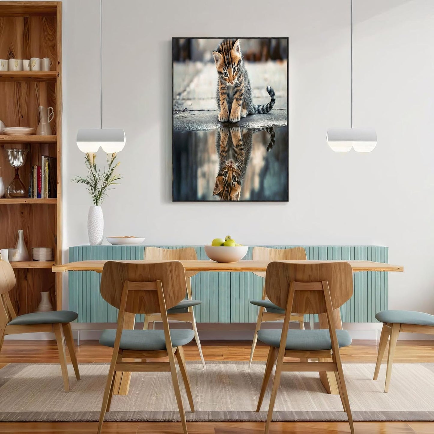 GDJSMIN Realistic Style Wall Art, Cute Brown Kitten Poster For Reading Room Living Room Decor 16X 24 Inch Unframed