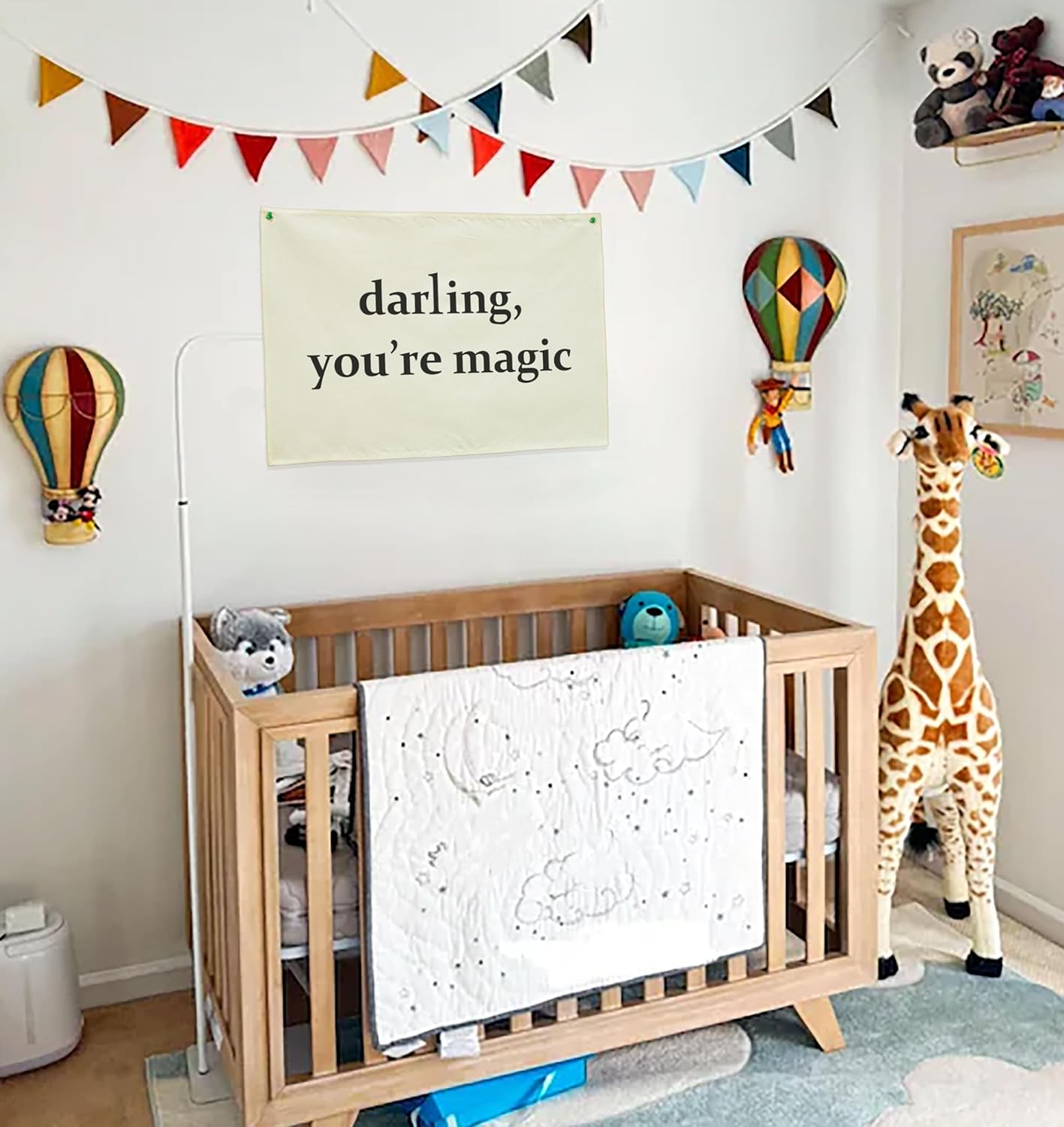 Nursery Canvas Banner Wall Decor Hanging Rectangular Flag Sign Art for Baby Kids Boy Girl,Babyroom Bedroom Playroom Decor,Christmas Gift for Nursery Wall Decor-Darling You’re Magic-28.5"L x 20"W