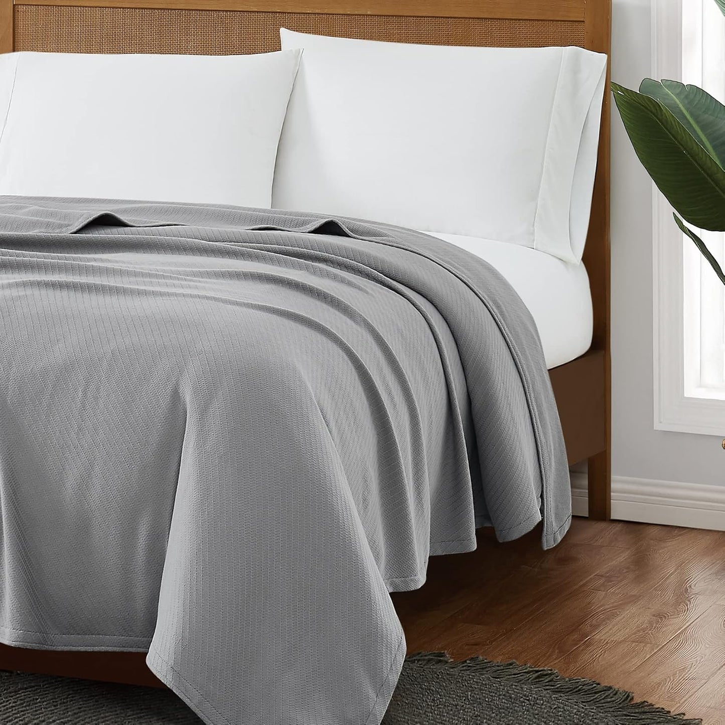 Frye Cotton Woven Grey Cotton 1-Piece Full/Queen Blanket, Solid Color Themed, for Men and Women, Oeko-TEX Certified Confidence