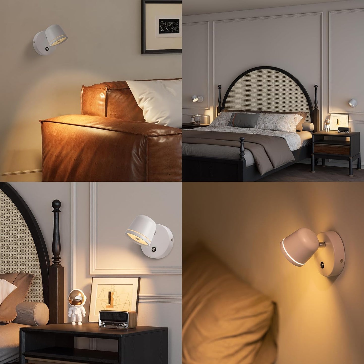 Aisilan Wall Sconce, Hardwired Touch Dimmable Wall Light with 3 Color Temperatures, Adjustable 7W LED Wall Lamp CRI97, Modern White Aluminum Sconce for Bedroom Bedside Hallway