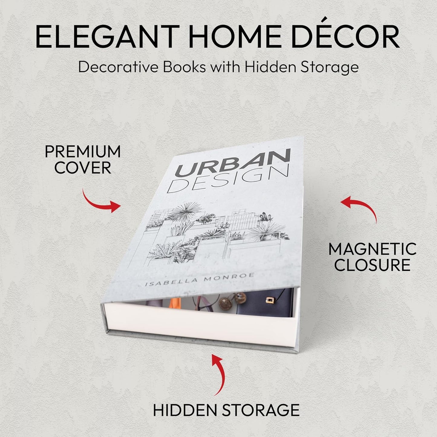 Decorative Books | Black 10 Book Set with 3 Sizes | Preassembled with Hidden Storage | Perfectly Stackable for Easy Home Staging | Book Decor to Elevate Your Space | Home Decor Made Simple!