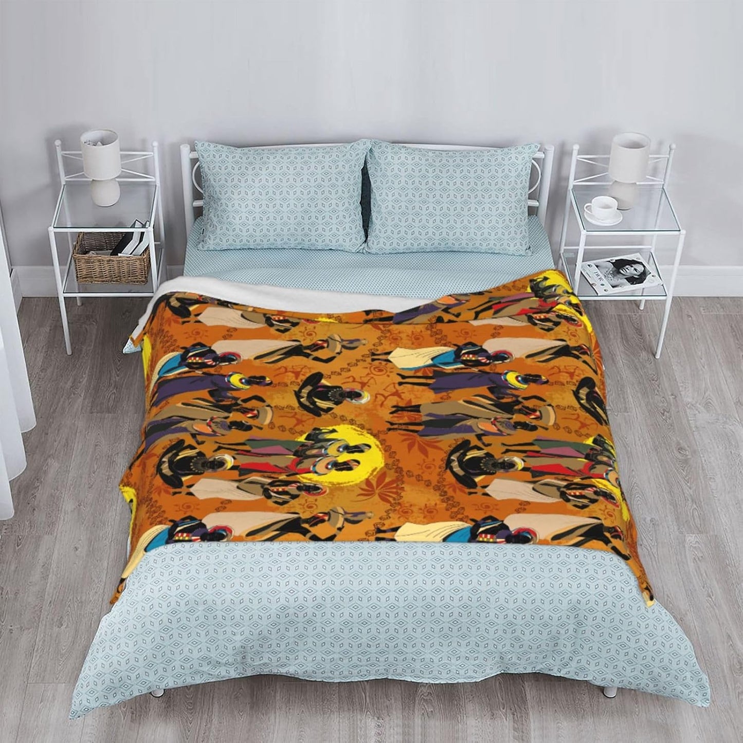 Black Women Fleece Throw Blanket Ultra Soft Cozy Ethnic African American Decorative Flannel Blanket for Home Bed Couch Chair Travel 60x50in