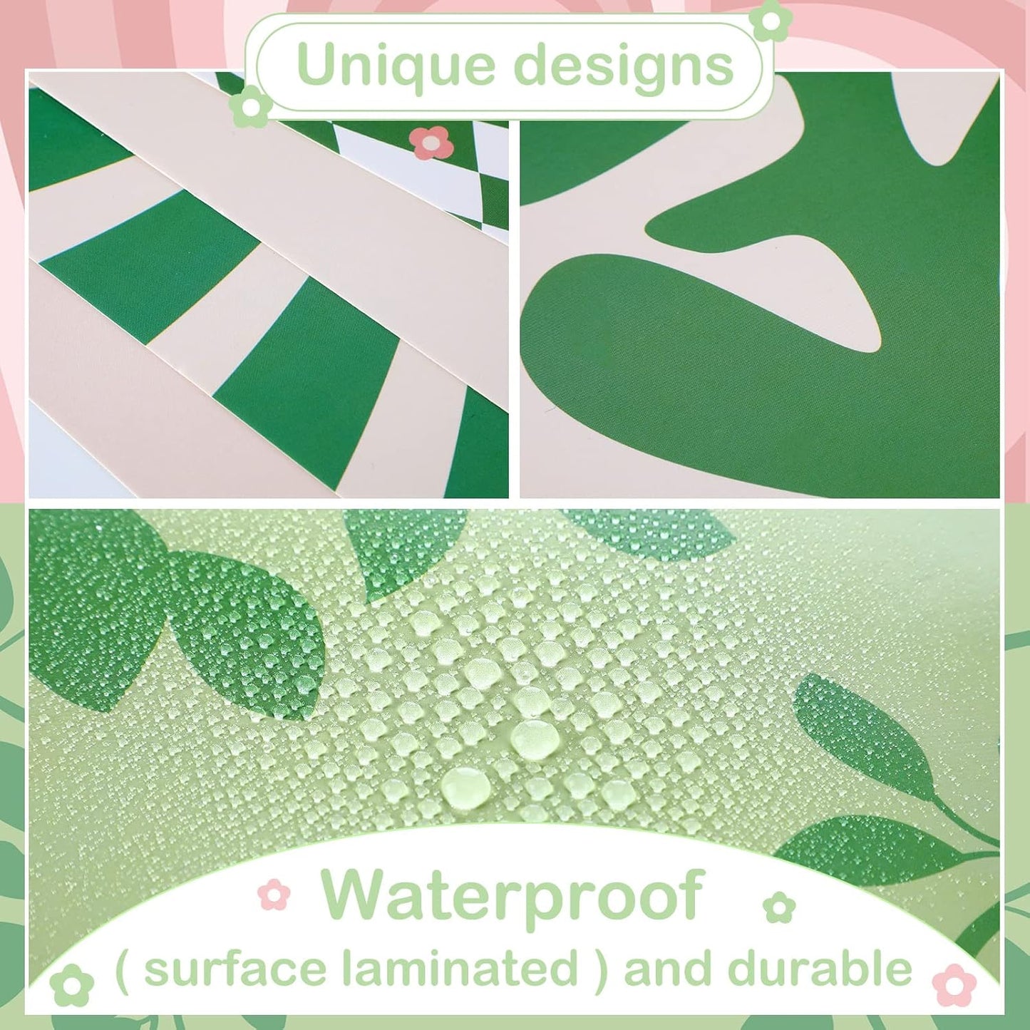 Fainne 9 Pieces Aesthetic Danish Pastel Room Decor Wall Decor Abstract Home Wall Art Decorations for Living Room Bedroom Decorations, 8 x 10 Inches Unframed (Green and Pink Style)
