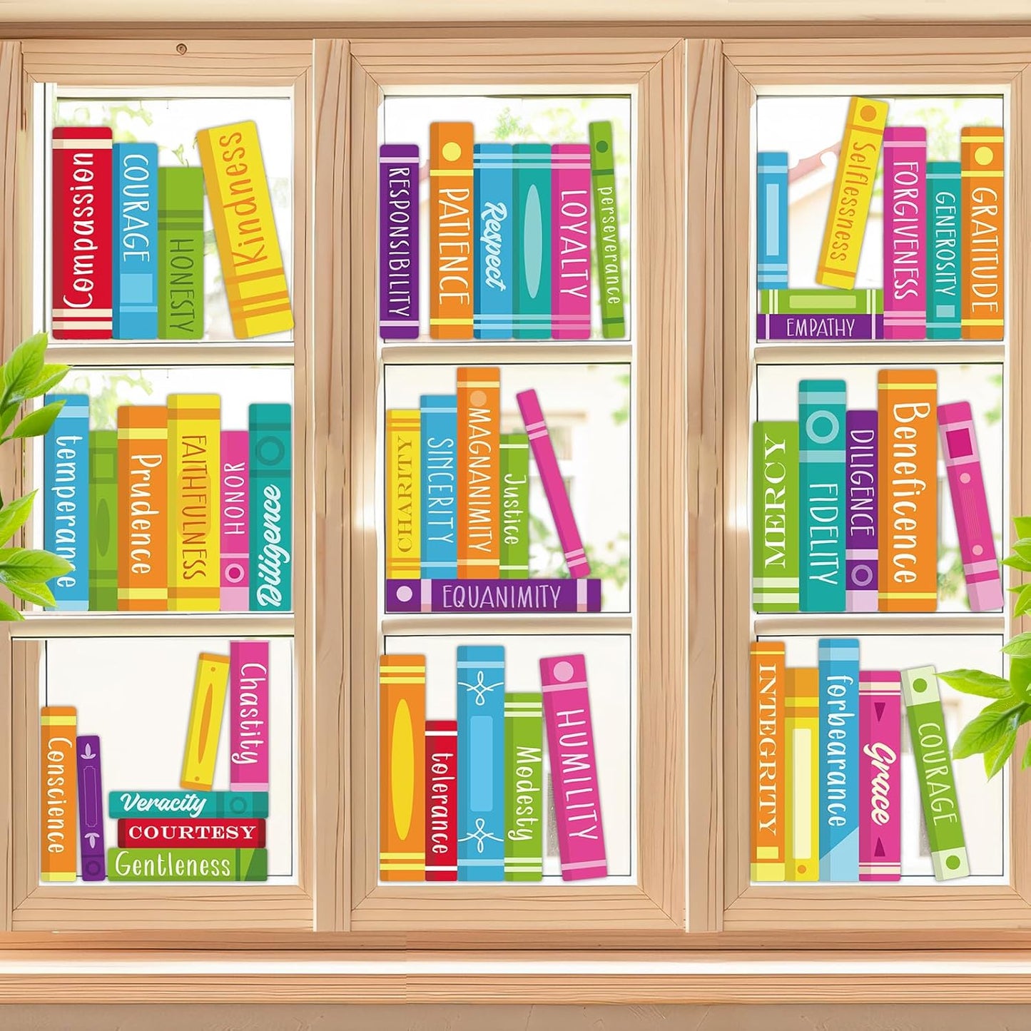 9 Sheets Colorful Book Window Clings Inspirational Book Print Wall Stickers Motivational Read Books Wall Art Reading Classroom Decor for Back to School Classroom Library Home Mirror Glass Decorations