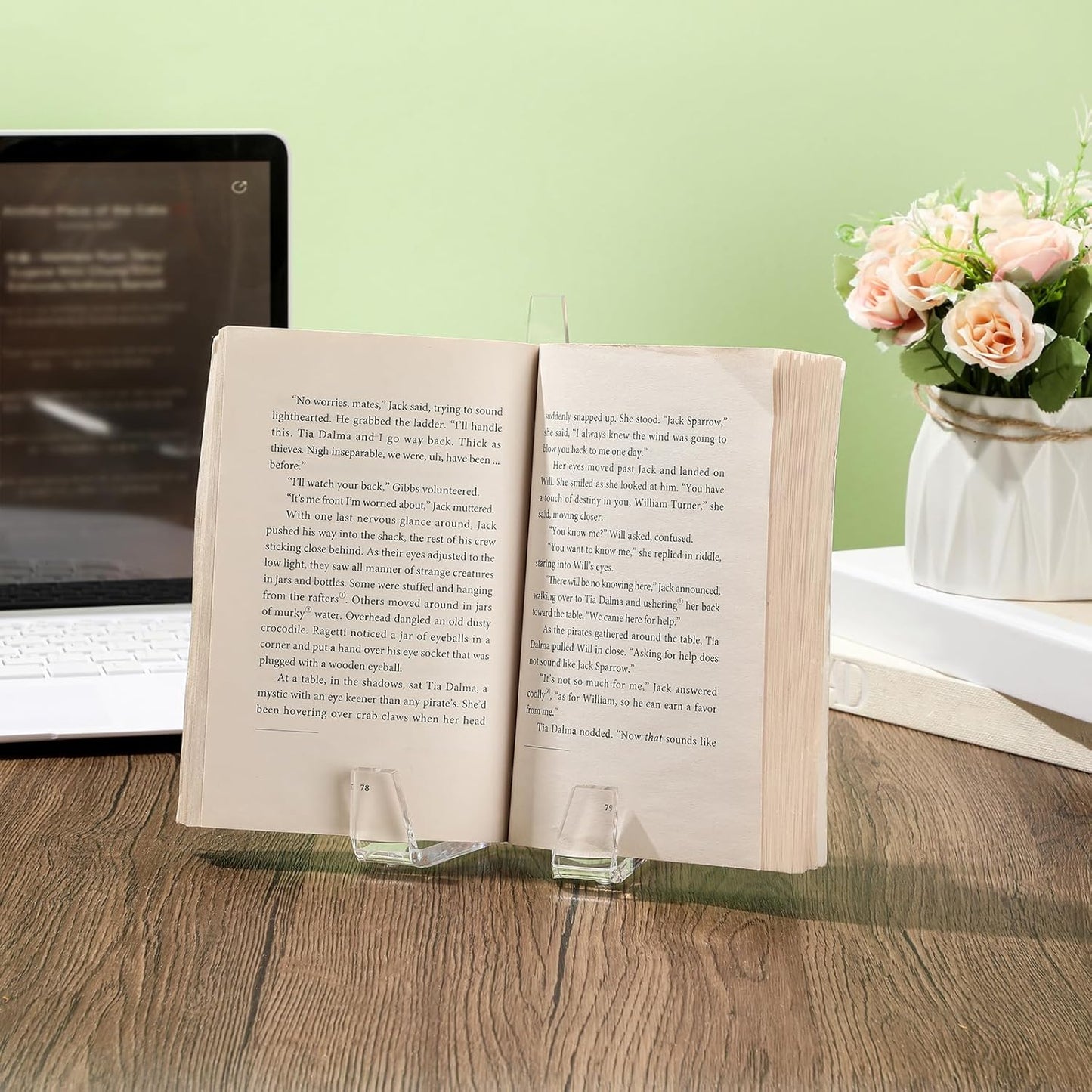 Honeydak Acrylic Plate Display Stand Clear Easel Stand for Picture Plate Frame Albums Record Magazine Tablet Canvas Board Postcards Books Minimalist Tabletop Decor for Home & Office, 8 x 4 x 4 Inches