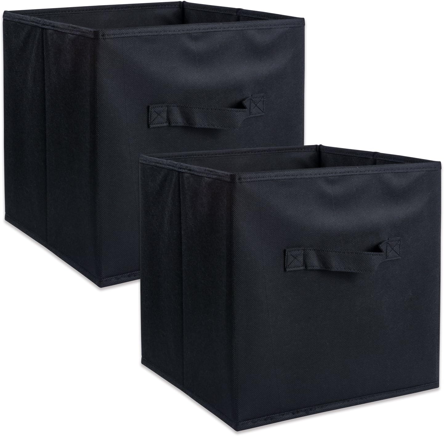 DII Non Woven Fabric Storage Bin Collection Collapsible Organizer Cube, Small Set, 11x11x11", Black, 2 Count