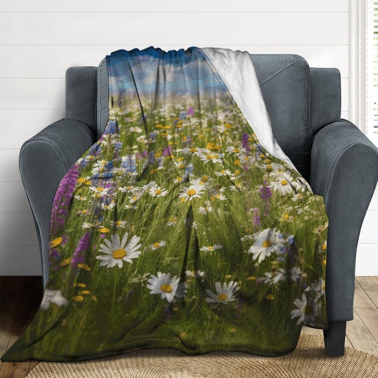 Spring Meadow Flowers Blanket Super Soft Lightweight Throw Blanket Cute Cozy Warm Bed Blanket Decorative Fuzzy Blanket All-Season Home Decor Gift for Sofa Couch Living Room 60"*80"（150 * 200cm）